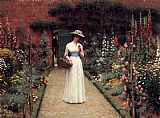 Edmund Blair Leighton Wall Art - Lady in a Garden